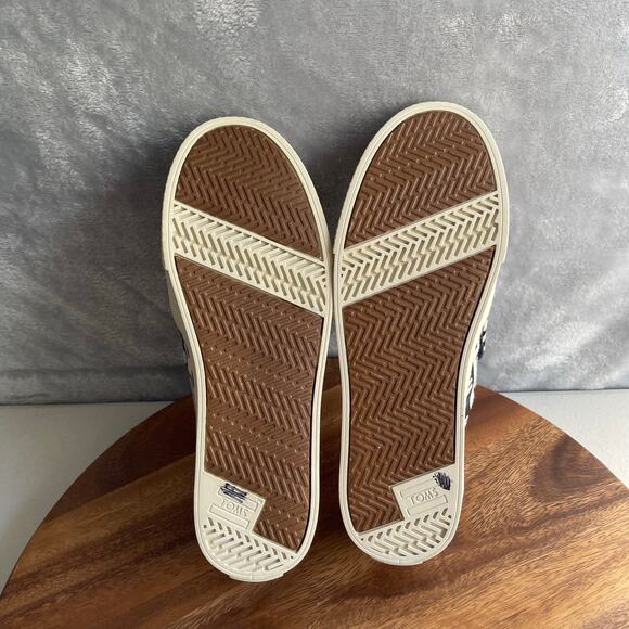 Toms Shoes Womens 6.5 Navy Embroidered Aztec Sunset Stellar Slip-on Flat - Picture 11 of 14